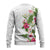 Hawaii Tropical Flowers Ugly Christmas Sweater Polynesian Tattoo White