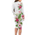 Hawaii Tropical Flowers Long Sleeve Bodycon Dress Polynesian Tattoo White