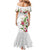 Hawaii Tropical Flowers Mermaid Dress Polynesian Tattoo White