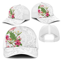 Hawaii Tropical Flowers Mesh Trucker Cap Polynesian Tattoo White LT05 - Polynesian Pride