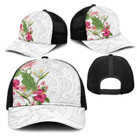 Hawaii Tropical Flowers Mesh Trucker Cap Polynesian Tattoo White LT05 - Polynesian Pride