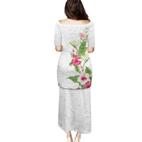 Hawaii Tropical Flowers Puletasi Polynesian Tattoo White LT05 - Polynesian Pride