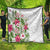 Hawaii Tropical Flowers Quilt Polynesian Tattoo White