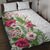 Hawaii Tropical Flowers Quilt Bed Set Polynesian Tattoo White