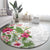 Hawaii Tropical Flowers Round Carpet Polynesian Tattoo White