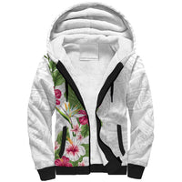 Hawaii Tropical Flowers Sherpa Hoodie Polynesian Tattoo White LT05 Unisex White - Polynesian Pride