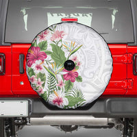 Hawaii Tropical Flowers Spare Tire Cover Polynesian Tattoo White LT05 - Polynesian Pride