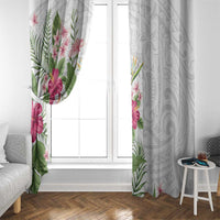 Hawaii Tropical Flowers Window Curtain Polynesian Tattoo White LT05 - Polynesian Pride
