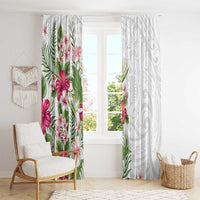 Hawaii Tropical Flowers Window Curtain Polynesian Tattoo White LT05 - Polynesian Pride