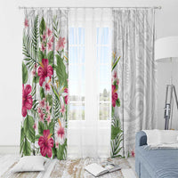 Hawaii Tropical Flowers Window Curtain Polynesian Tattoo White LT05 - Polynesian Pride