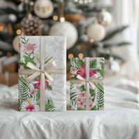 Hawaii Tropical Flowers Wrapping Paper Polynesian Tattoo White LT05 - Polynesian Pride
