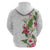 Hawaii Tropical Flowers Zip Hoodie Polynesian Tattoo White