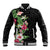 Hawaii Tropical Flowers Baseball Jacket Polynesian Tattoo Black