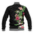 Hawaii Tropical Flowers Baseball Jacket Polynesian Tattoo Black