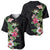 Hawaii Tropical Flowers Baseball Jersey Polynesian Tattoo Black