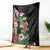 Hawaii Tropical Flowers Blanket Polynesian Tattoo Black