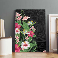 Hawaii Tropical Flowers Canvas Wall Art Polynesian Tattoo Black LT05 - Polynesian Pride