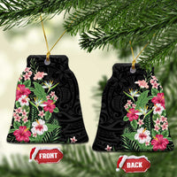 Hawaii Tropical Flowers Ceramic Ornament Polynesian Tattoo Black LT05 Bell Flake Black - Polynesian Pride