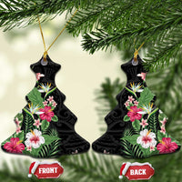 Hawaii Tropical Flowers Ceramic Ornament Polynesian Tattoo Black LT05 Christmas Tree Black - Polynesian Pride