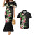 Hawaii Tropical Flowers Couples Matching Mermaid Dress and Hawaiian Shirt Polynesian Tattoo Black