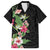 Hawaii Tropical Flowers Family Matching Long Sleeve Bodycon Dress and Hawaiian Shirt Polynesian Tattoo Black