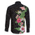 Hawaii Tropical Flowers Family Matching Long Sleeve Bodycon Dress and Hawaiian Shirt Polynesian Tattoo Black