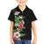 Hawaii Tropical Flowers Family Matching Off Shoulder Short Dress and Hawaiian Shirt Polynesian Tattoo Black