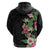 Hawaii Tropical Flowers Hoodie Polynesian Tattoo Black