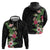 Hawaii Tropical Flowers Hoodie Polynesian Tattoo Black