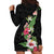 Hawaii Tropical Flowers Hoodie Dress Polynesian Tattoo Black