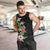 Hawaii Tropical Flowers Men Tank Top Polynesian Tattoo Black