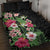 Hawaii Tropical Flowers Quilt Bed Set Polynesian Tattoo Black