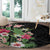 Hawaii Tropical Flowers Round Carpet Polynesian Tattoo Black