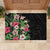 Hawaii Tropical Flowers Rubber Doormat Polynesian Tattoo Black