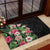 Hawaii Tropical Flowers Rubber Doormat Polynesian Tattoo Black