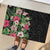 Hawaii Tropical Flowers Rubber Doormat Polynesian Tattoo Black