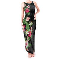 Hawaii Tropical Flowers Tank Maxi Dress Polynesian Tattoo Black LT05 Women Black - Polynesian Pride