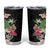 Hawaii Tropical Flowers Tumbler Cup Polynesian Tattoo Black