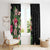 Hawaii Tropical Flowers Window Curtain Polynesian Tattoo Black