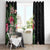 Hawaii Tropical Flowers Window Curtain Polynesian Tattoo Black