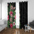 Hawaii Tropical Flowers Window Curtain Polynesian Tattoo Black