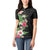 Hawaii Tropical Flowers Women Polo Shirt Polynesian Tattoo Black