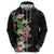 Hawaii Tropical Flowers Zip Hoodie Polynesian Tattoo Black