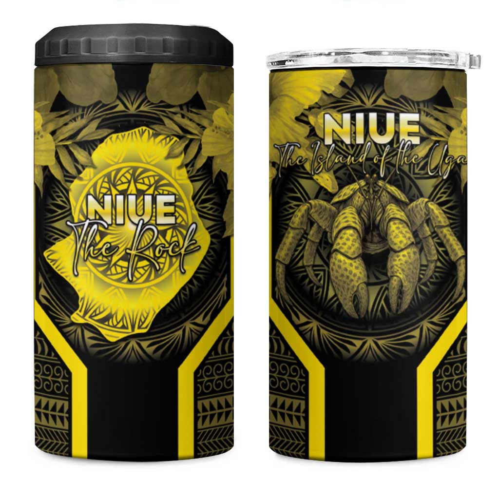 Niue The Rock 4 in 1 Can Cooler Tumbler The Island Of The Uga LT05 One Size: 16 oz Black - Polynesian Pride
