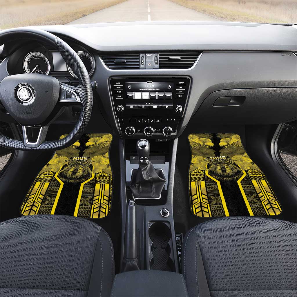 Niue The Rock Car Mats The Island Of The Uga LT05 Set 2pcs - Front Black - Polynesian Pride