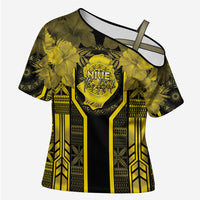 Niue The Rock Cross Shoulder Shirt The Island Of The Uga LT05 Female Black - Polynesian Pride