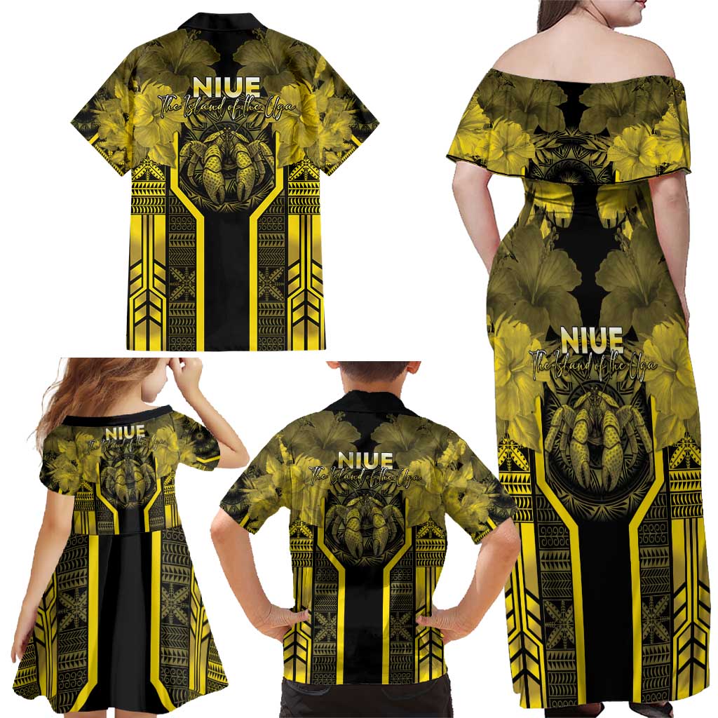 Niue The Rock Family Matching Off Shoulder Maxi Dress and Hawaiian Shirt The Island Of The Uga - Polynesian Pride