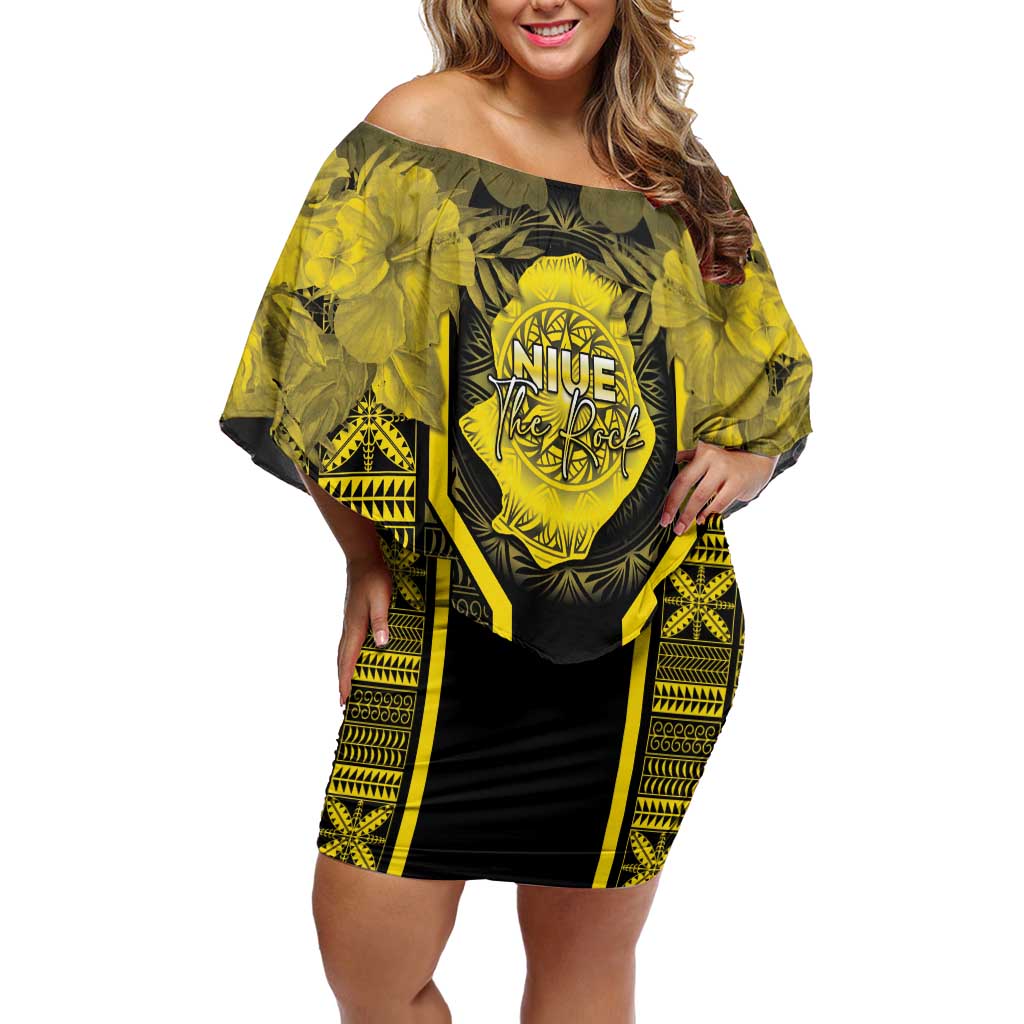 Niue The Rock Family Matching Off Shoulder Short Dress and Hawaiian Shirt The Island Of The Uga - Polynesian Pride