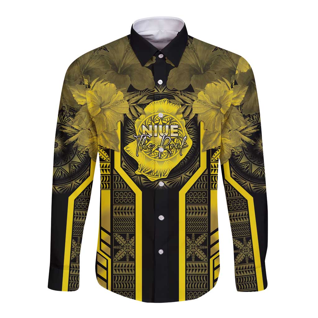 Niue The Rock Long Sleeve Button Shirt The Island Of The Uga LT05 Unisex Black - Polynesian Pride