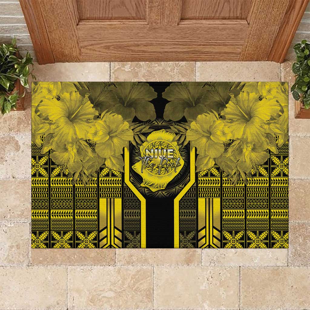 Niue The Rock Rubber Doormat The Island Of The Uga LT05 Black - Polynesian Pride